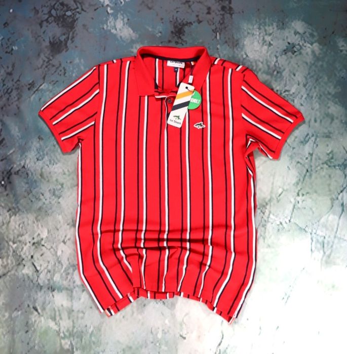 Stylowa koszulka polo w paski Le Shark | Czerwona | Nowa z metką! R. M