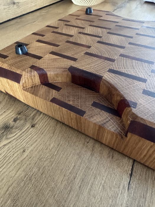 Rezerwacja. Deska sztorcowa 27 x 27 cm, materiał: dąb i sapeli