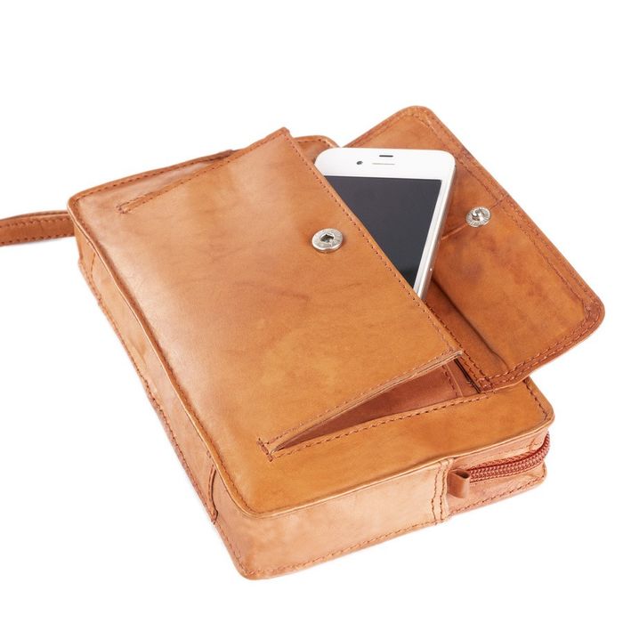 skórzana saszetka męska z paskiem na nadgarstek