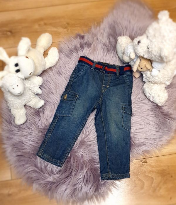 Spodnie r.86 H&M regulacja bojówki cargo kieszenie przeszycia pasek