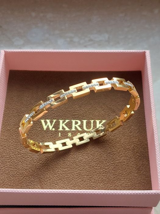 Nowa pozłacana bransoletka Stal Chirurgiczna obręcz cyrkonie