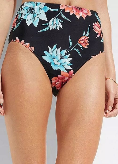 B.P.C. figi bikini czarne w kwiatki wysoki stan ^40
