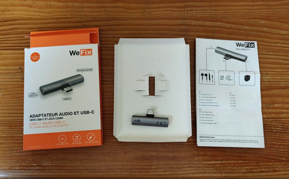 WeFix adaptador audio (Jack 3,5 mm) e USB-C