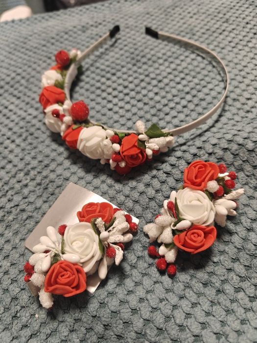 Обруч половинка троянди + 2 заколки