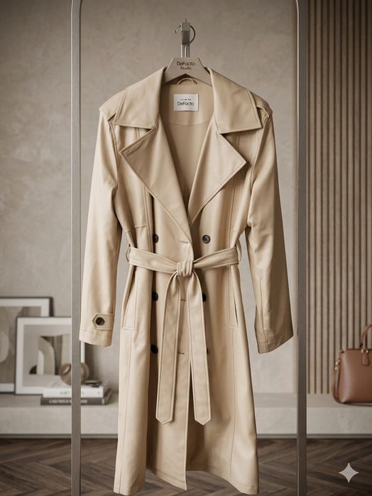 Шкіряний тренч Defacto бежевий р. L