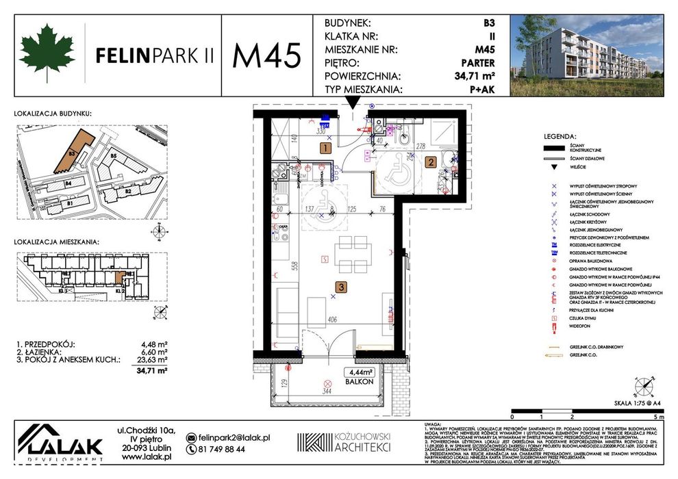 1-pokojowe mieszkanie 34 m² + balkon Bez Prowizji - Widok 2