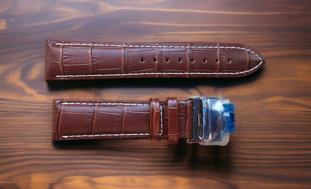 Pasek do zegarka Festina 22 mm brązowy biała nitka zapięcie motylkowe