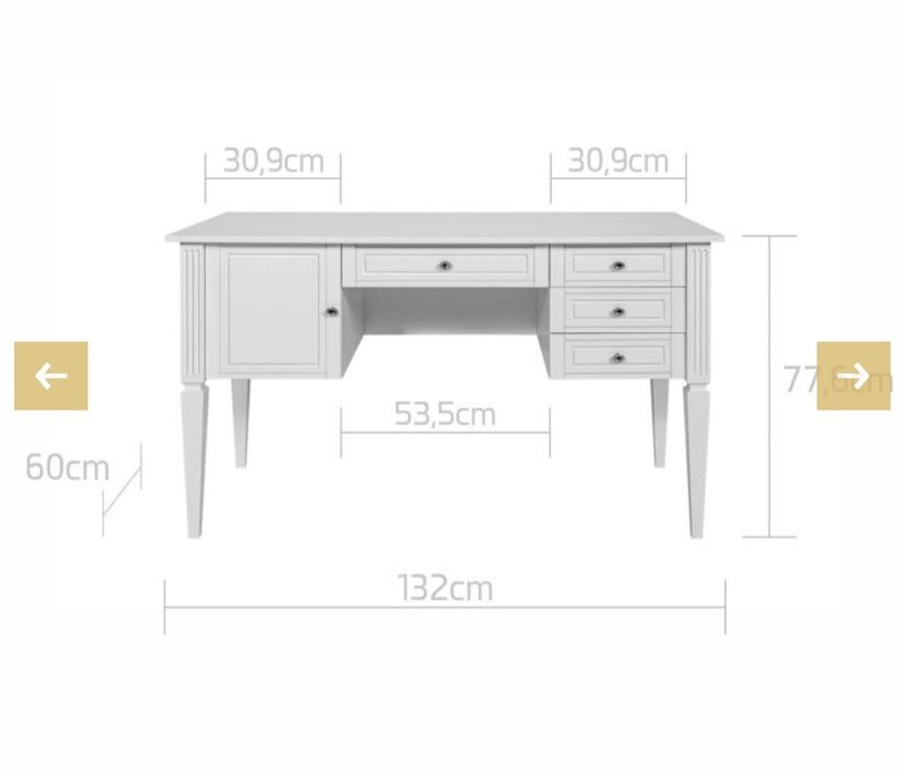 Biurko Ines elegant white sekretarzyk