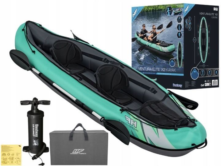 Kajak Bestway Hydro-Force Ventura Elite X2, Pompka Wiosła Torba Do 200 Kg.