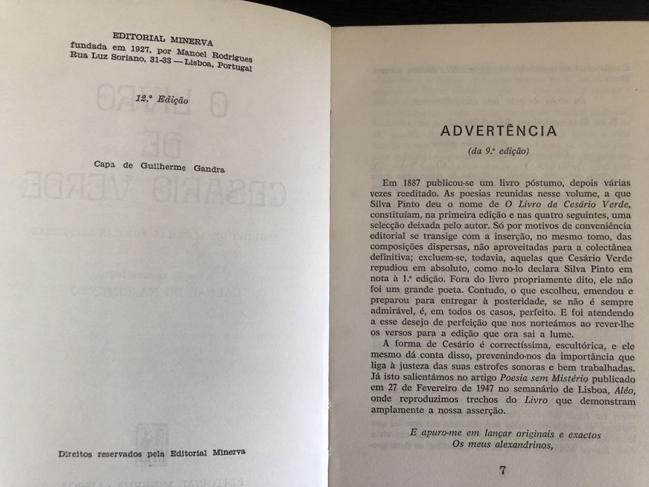 Livro Cesário Verde