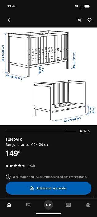 Berço Ikea com colchão