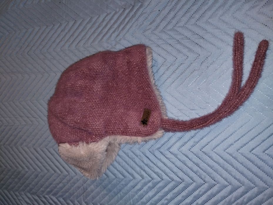 Ciepła wiązana czapka zimowa Pilotka 12-18 miesięcy