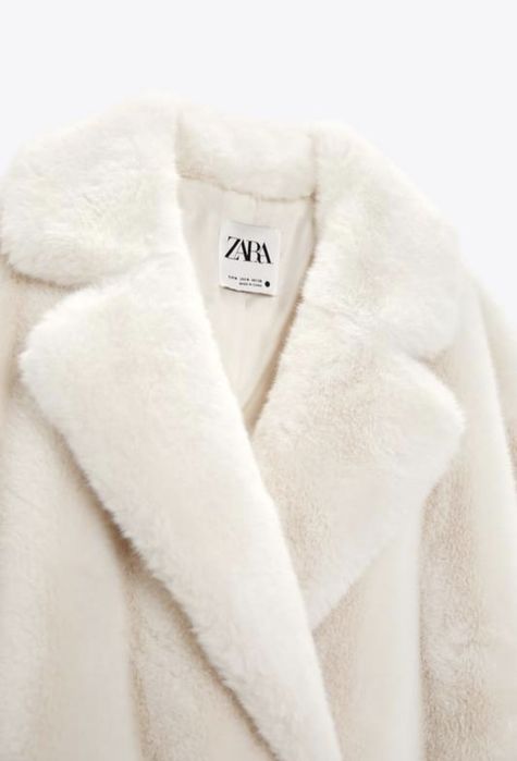 Довга шуба з штучного хутра zara