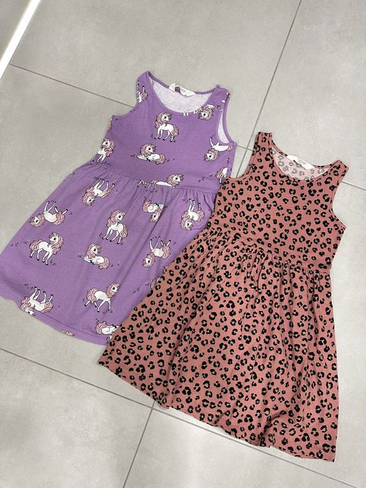 Sukienki dla dziewczynki na lato 122-128cm h&m zestaw dwupak