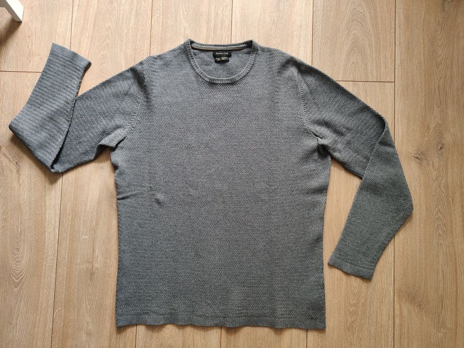 Sweter Massimo Dutti szary struktura S bawełna + kaszmir