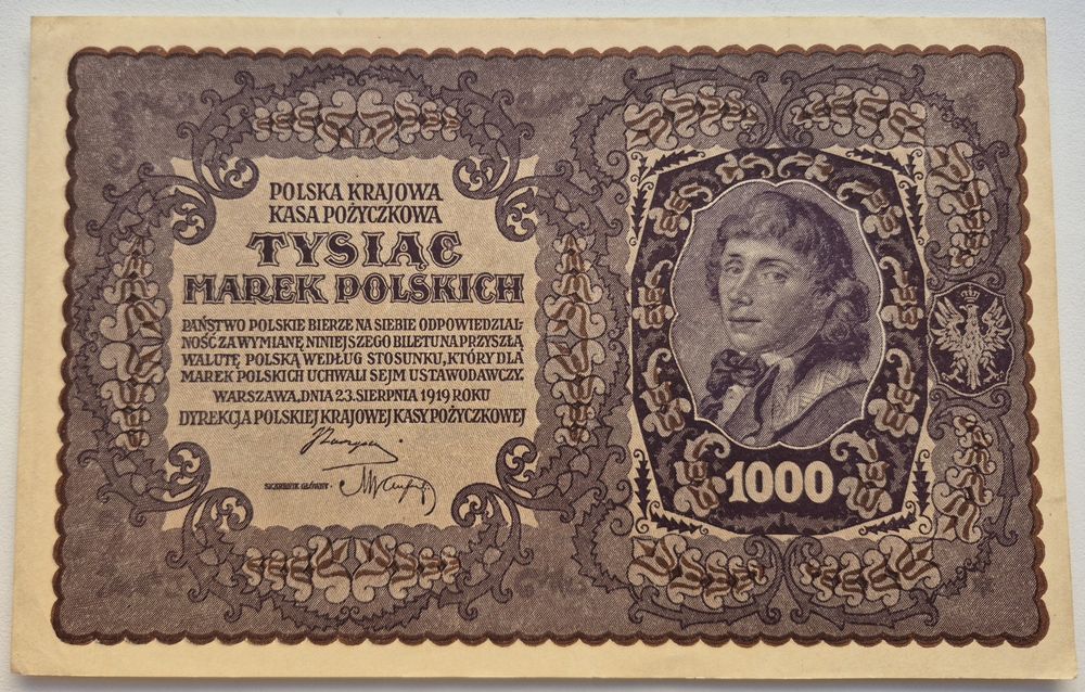 Польща 1000 марок 1919 р. aUNC