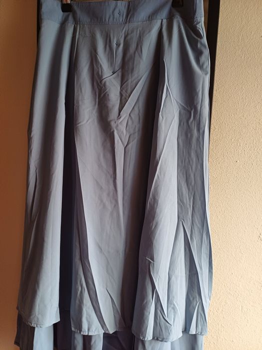 Saia midi com forro azul T36