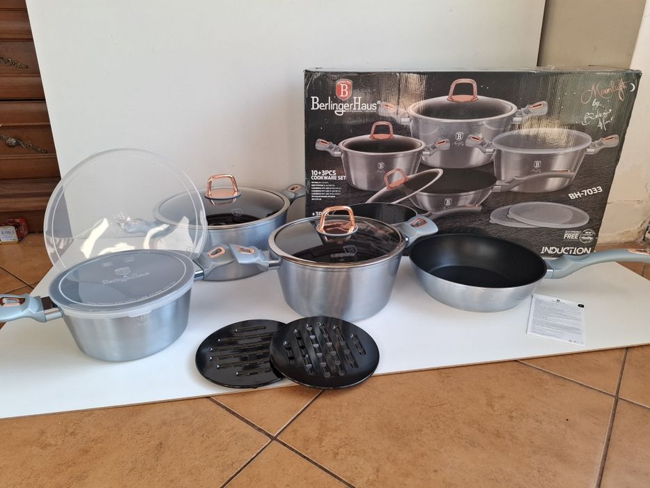 Berlinger Haus Moonlight zestaw garnków BH-7033 szaro-błękitny 10sztuk