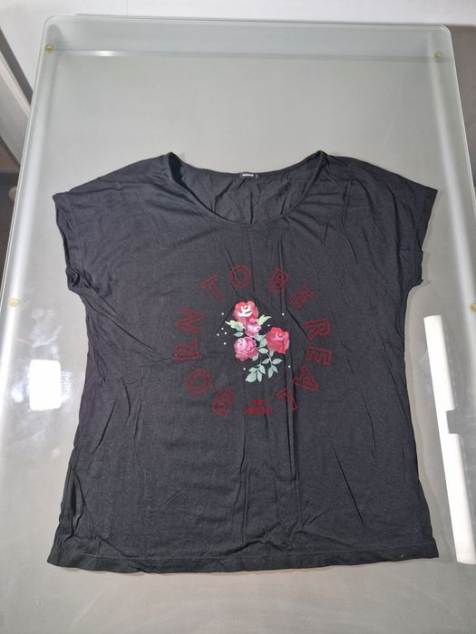 Reserved T-shirt Damski Grafika w Róże Rozmiar L
