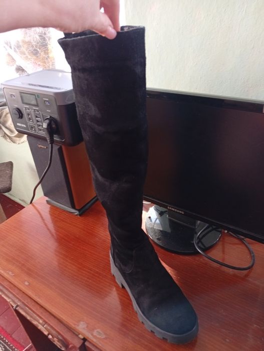 Сапоги  чёрные натуральный