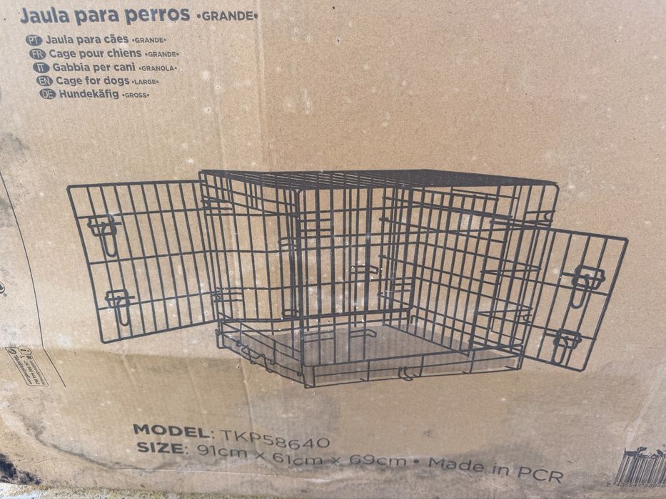 Jaula TK-Pet Grande para Cães 91x61x69 cm – Nova na Caixa