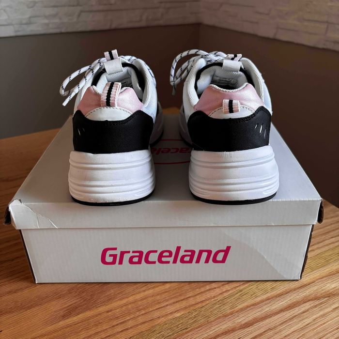 Buty sneakersy damskie Graceland biało czarno różowe rozmiar 40