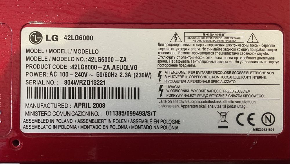 LG Modelo 42LG6000 tecnologia LCD de 42 polegadas