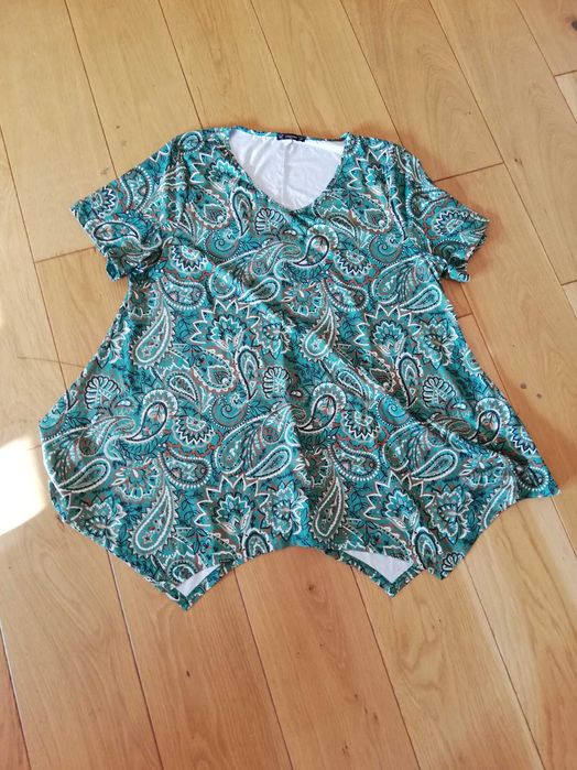 Enmain zielona boho ornament tunika bluzka r. 3XL