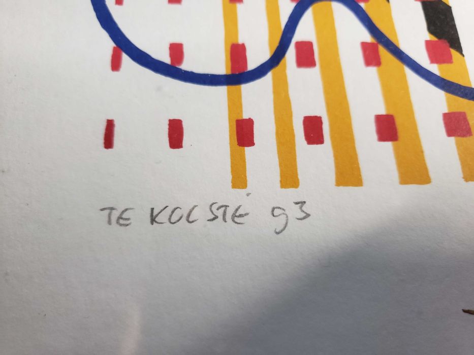 Obraz współczesnego malarza - akwarela na papierze - w brązowej ramie