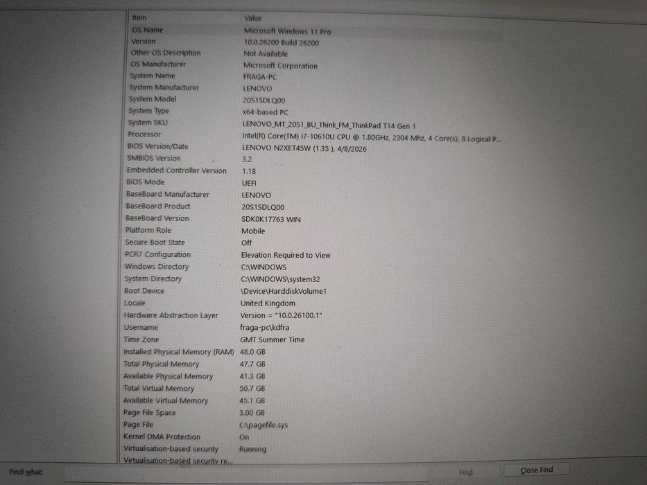 Lenovo ThinkPad T14 i7 vPro 48GB RAM 1TB SSD MX330 Teclado PT