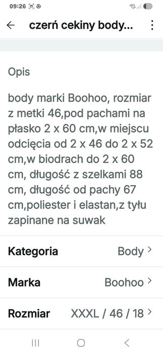 Body z cekinami nowe