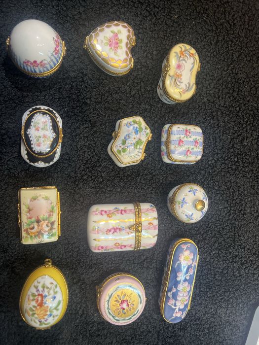 caixas de porcelana Limoges vintage pintadas à mão