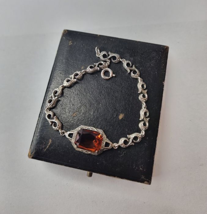 Art Deco bransoletka srebrna z cytrynem srebro srebro