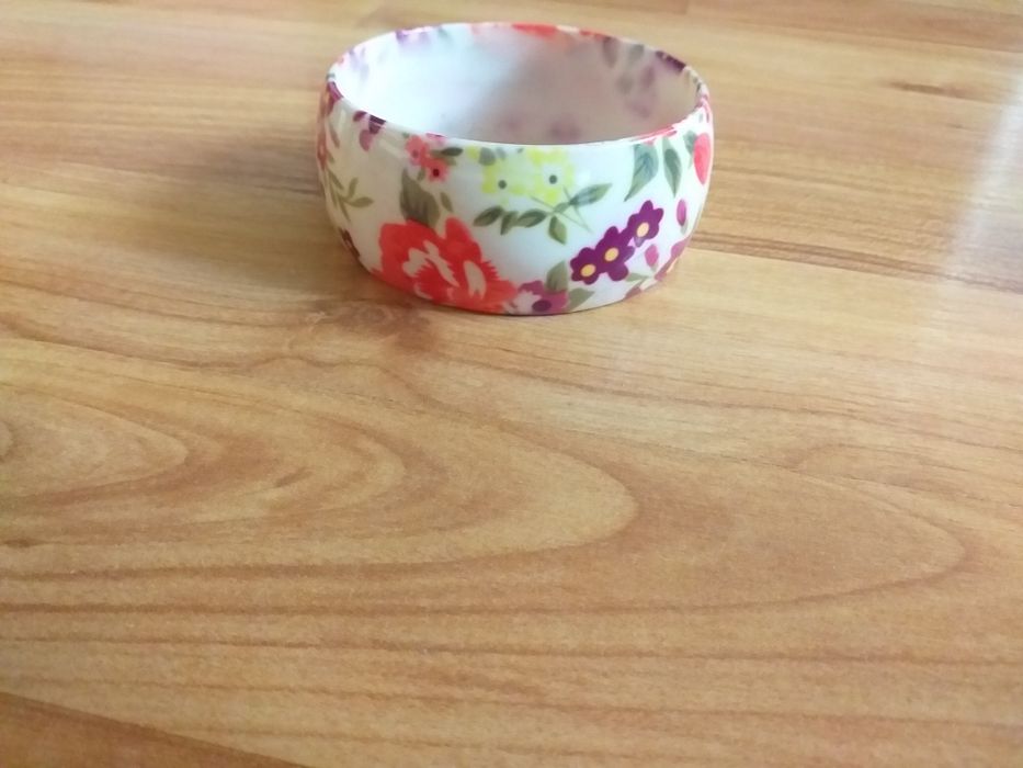 Szeroka bransoletka w kwiaty etno boho retro true vintage