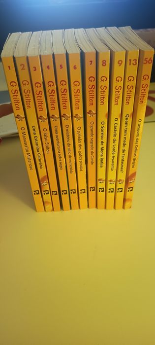 Os primeiros nove livros da coleção do Geronimo Stilton e mais os livros n° 13 e o n° 56