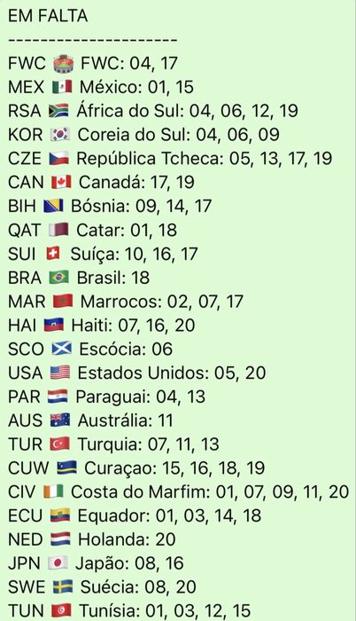 Troco cromos mundial 2026