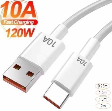 Кабель надшвидкий зарядний 10A 120W USB Type C Type-C  0.30 m White