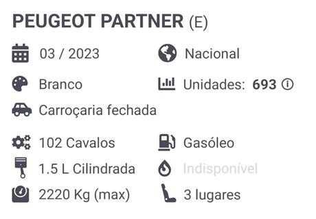 Peugeot Partner Longa 3 Lugares Nacional 2023 IVA Dedutível