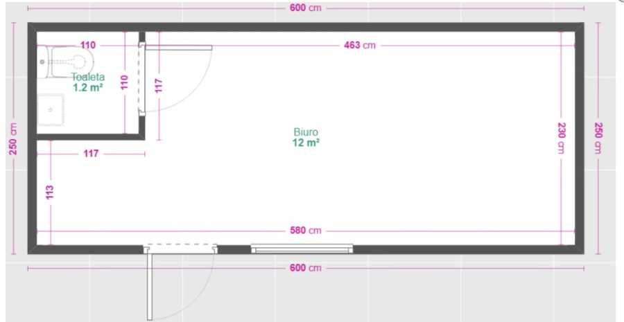 Kontener biurowy socjalny z WC 6x2,5m 15m2 całoroczny PRODUCENT
