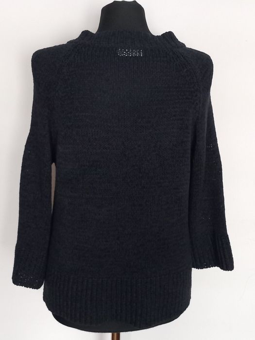 Czarny Kardigan/Sweter Dzianinowy Rozkloszowane Rękawy 3/4 jak Nowy