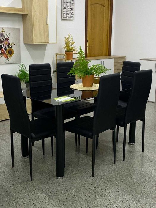 Mesa preta nova com 6 cadeiras - envio gratis