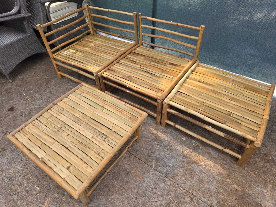 Meble bambusowe do ogrodu modułowe sofa plus stolik