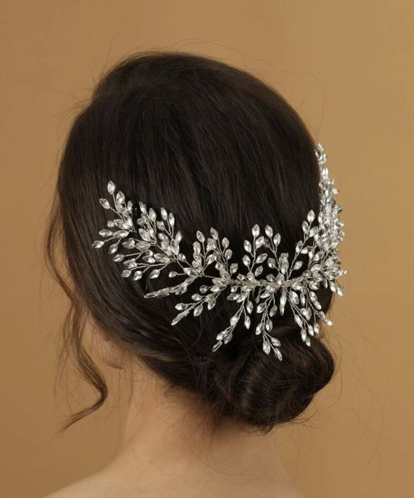 Duża ozdoba do włosów kryształki ślub