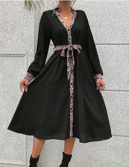 Sukienka panterkowe elementy