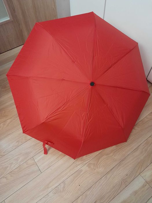 Nowy mini parasol półautomatyczny_Windproof_Umbrella_89 cm, czerwony