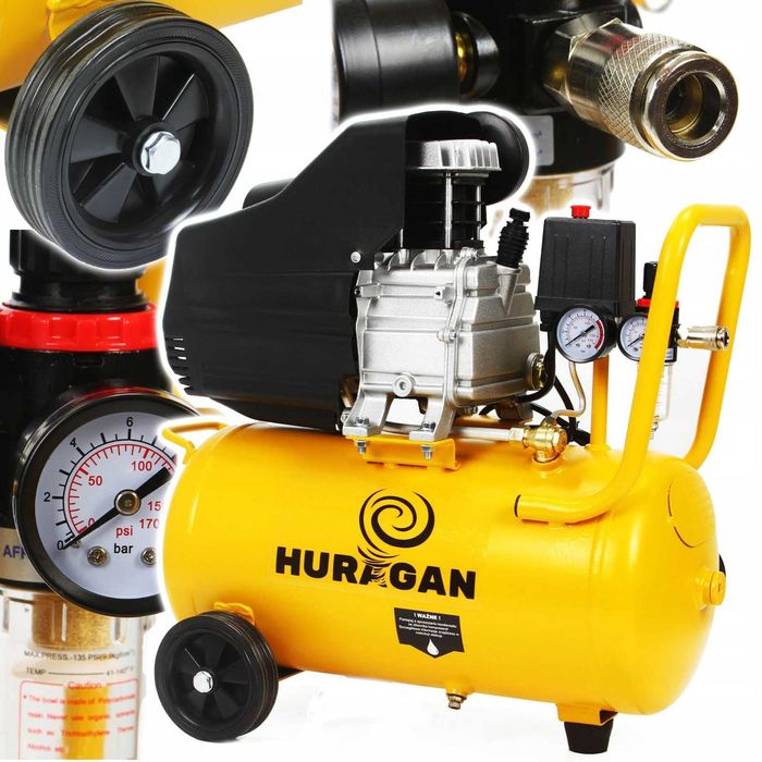 Kompresor olejowy sprężarka powietrza 24l huragan odwadniacz 216l/min