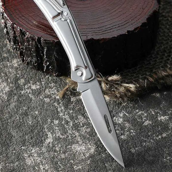 Scyzoryk Kieszonkowy 16cm Składany Nożyk z Klipsem Chromowy Breloczek