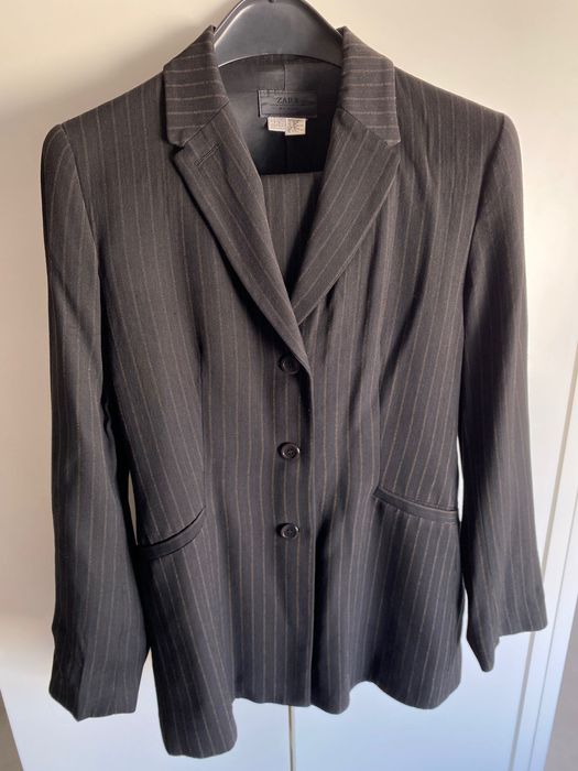 Black suit with camel stripe, Zara, size 3864584473196419120