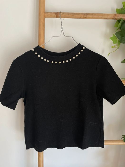 Camisola/T-shirt com pérolas