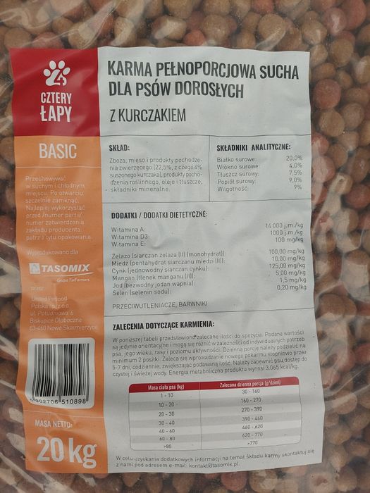 Sucha karma dla psa worek 20kg